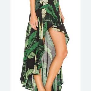 BEACH RIOT BLACK PALM RACHEL MAXI HI LO SKIRT SMALL